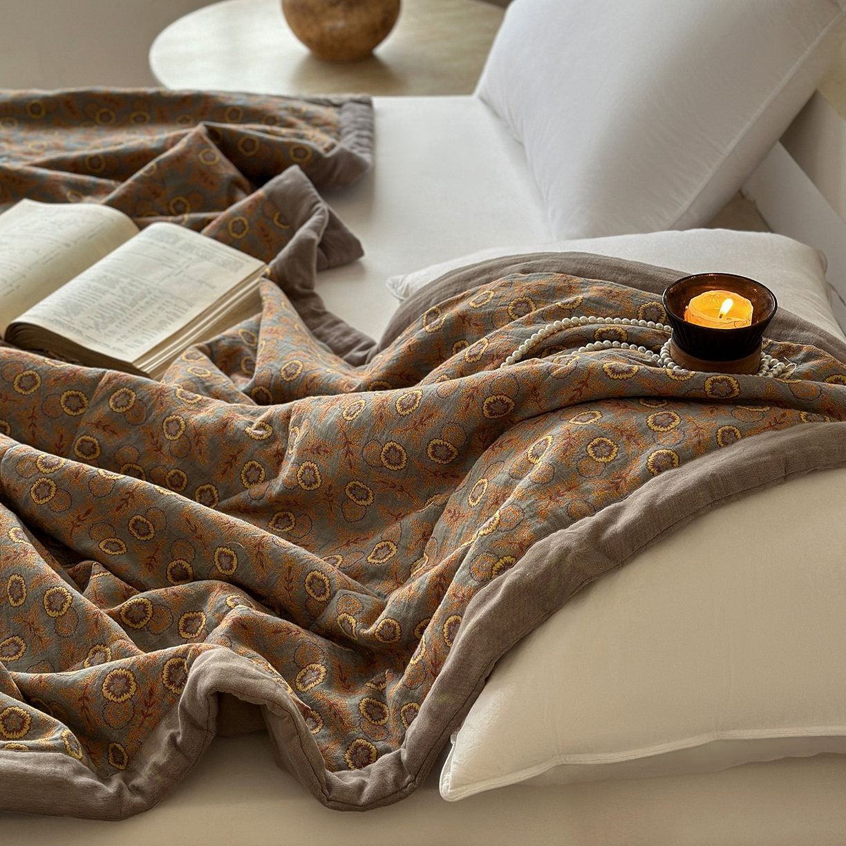 91家纺网 家纺一手货源 找家纺 摩时 2026新款全棉色织双层纱夏被夏凉被空调被 甜梦时光