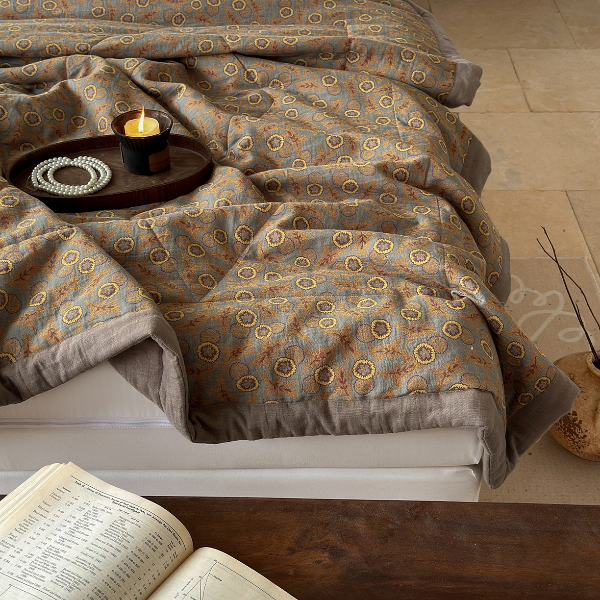 91家纺网 家纺一手货源 找家纺 摩时 2026新款全棉色织双层纱夏被夏凉被空调被 甜梦时光