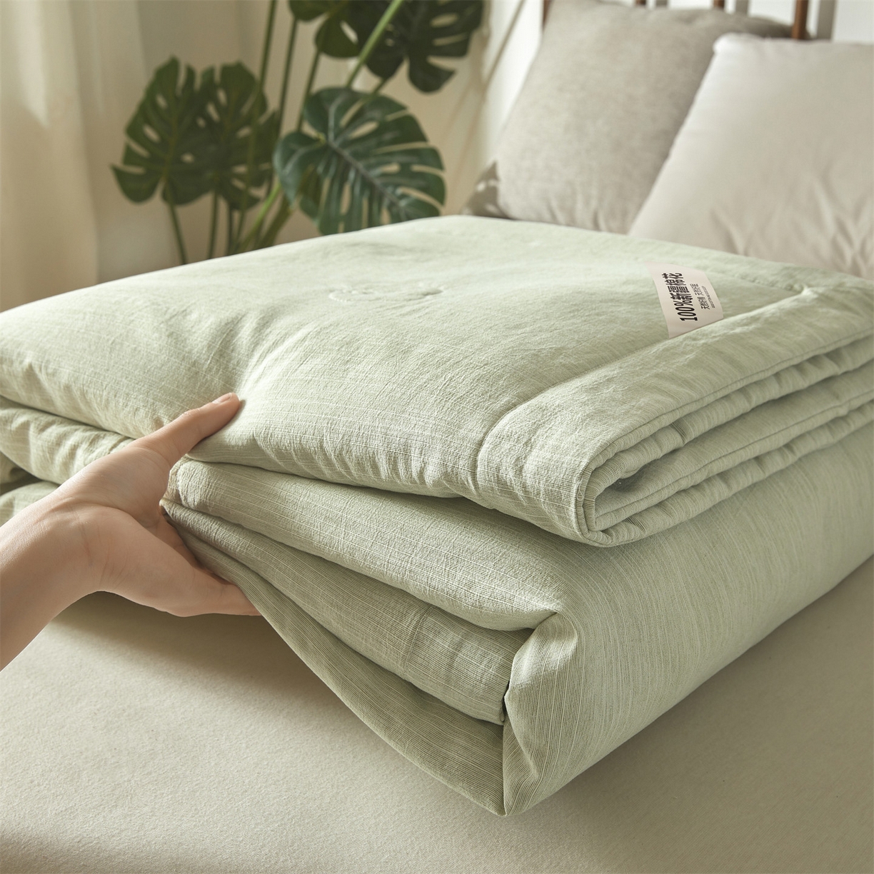 91家纺网 家纺一手货源 找家纺 （总）招财星家纺 2026新款纯色棉麻100%新疆棉花夏被棉花被夏凉被空调被（带质检报告买家秀）