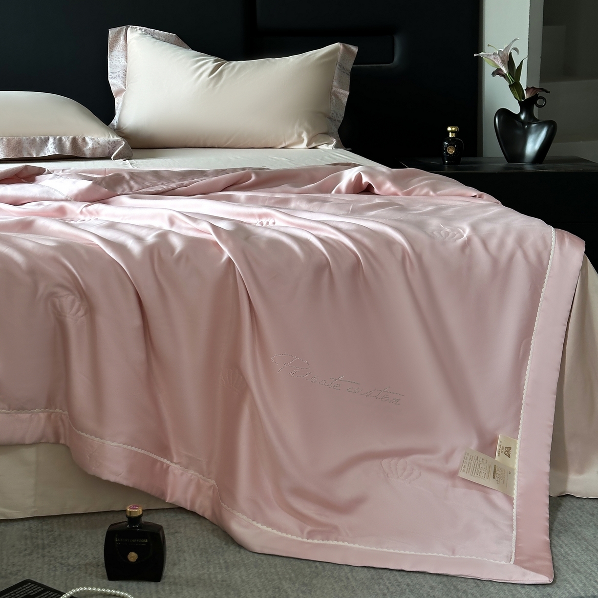 91家纺网 家纺一手货源 找家纺 摩时 2026新款纯色天丝夏被夏凉被空调被 丝悦-浅粉