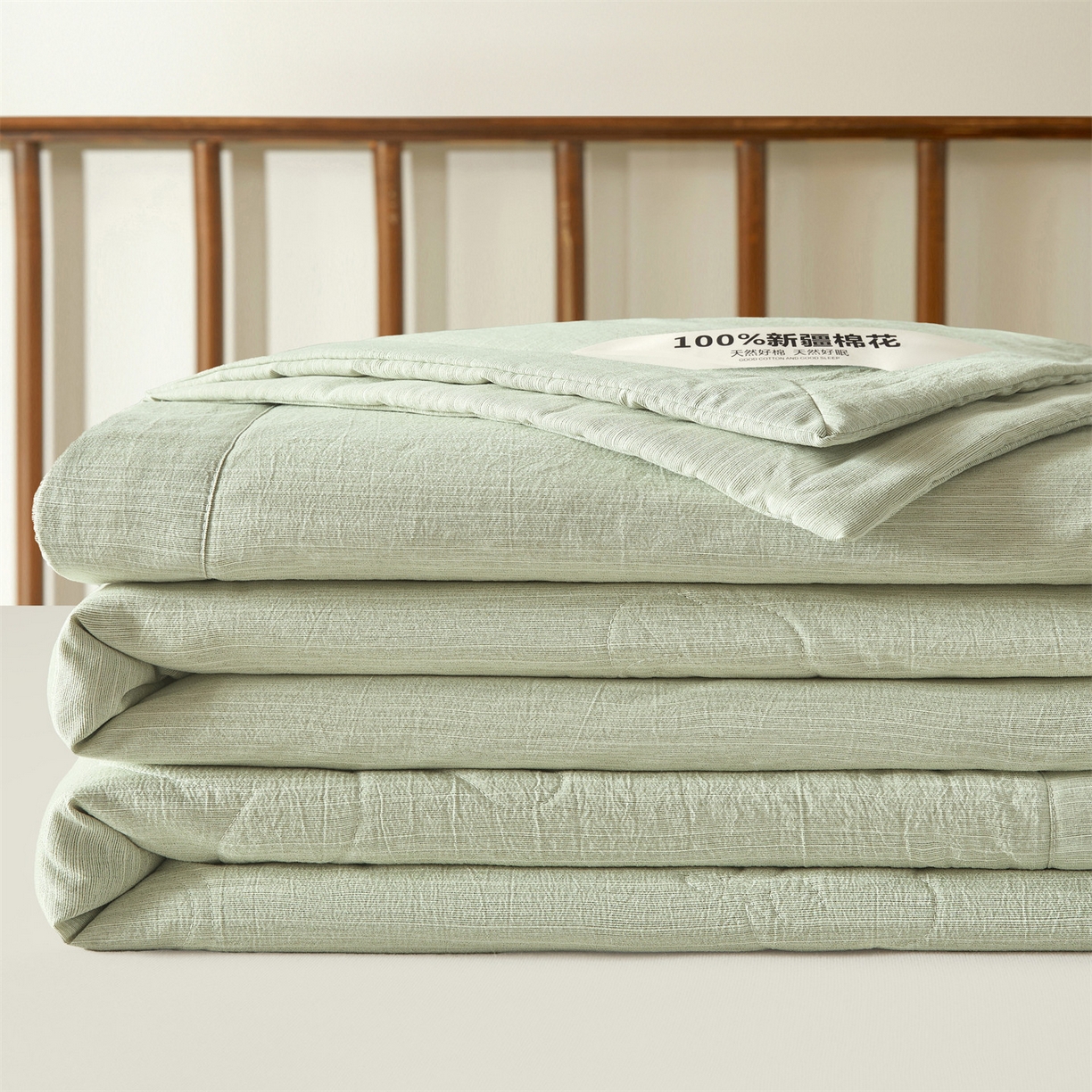91家纺网 家纺一手货源 找家纺 招财星家纺 2026新款纯色棉麻100%新疆棉花夏被棉花被夏凉被空调被（带质检报告买家秀） 棉麻-绿色