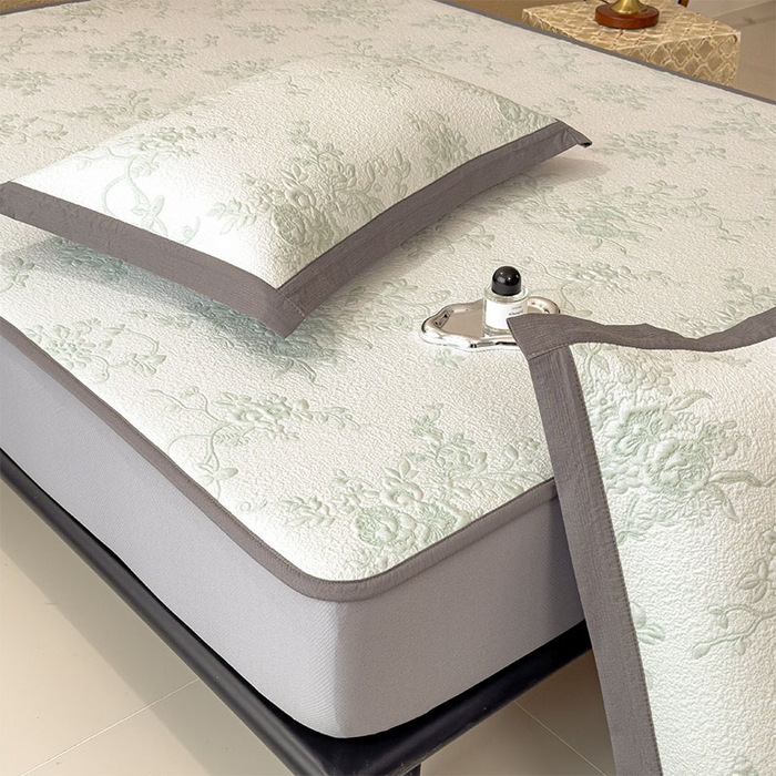 91家纺网 家纺一手货源 找家纺 卡初家居（原微来） 2026新款夏天A类母婴级凉感值过0.21凉豆豆软席凉席席子-思琳娜系列 思琳娜-豆绿