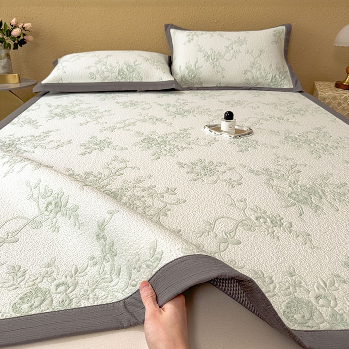 91家纺网 家纺一手货源 找家纺 卡初家居（原微来） 2026新款夏天A类母婴级凉感值过0.21凉豆豆软席凉席席子-思琳娜系列 思琳娜-豆绿