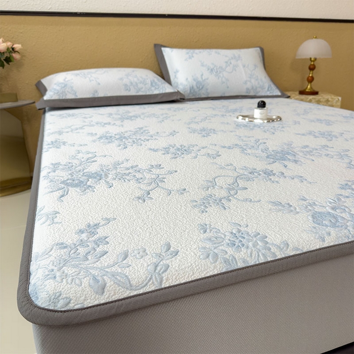 91家纺网 家纺一手货源 找家纺 卡初家居（原微来） 2026新款夏天A类母婴级凉感值过0.21凉豆豆软席凉席席子-思琳娜系列 思琳娜-天空蓝