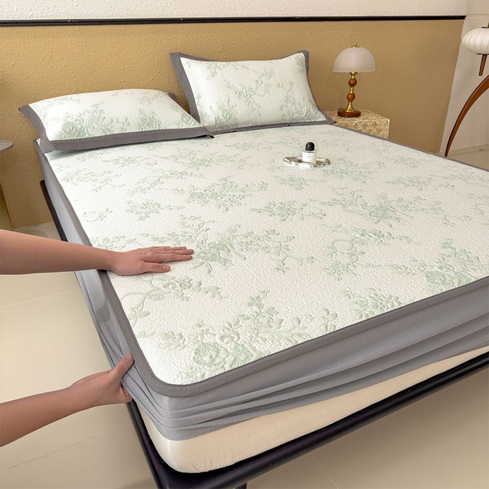 91家纺网 家纺一手货源 找家纺 卡初家居（原微来） 2026新款夏天A类母婴级凉感值过0.21凉豆豆软席凉席席子-思琳娜系列 思琳娜-豆绿