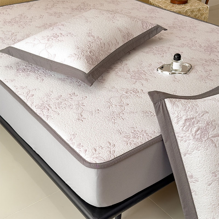 91家纺网 家纺一手货源 找家纺 卡初家居（原微来） 2026新款夏天A类母婴级凉感值过0.21凉豆豆软席凉席席子-思琳娜系列 思琳娜-淡雅紫