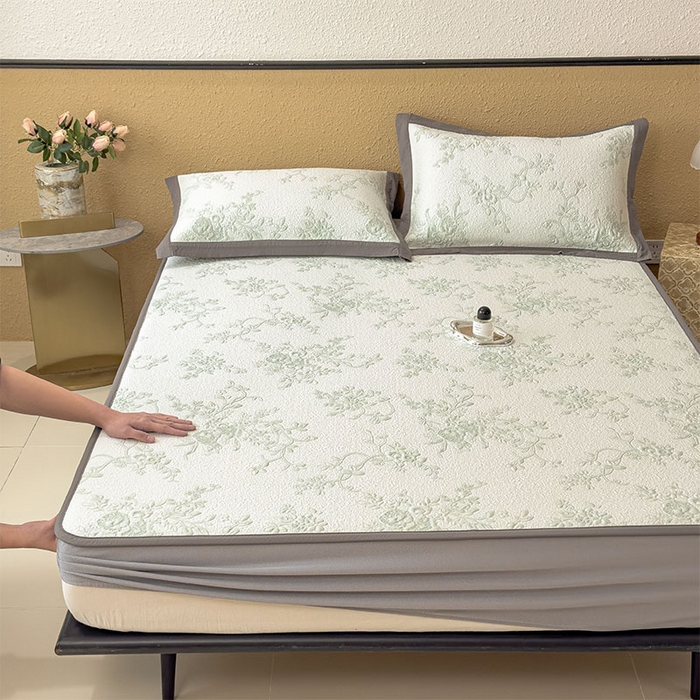 91家纺网 家纺一手货源 找家纺 卡初家居（原微来） 2026新款夏天A类母婴级凉感值过0.21凉豆豆软席凉席席子-思琳娜系列 思琳娜-豆绿