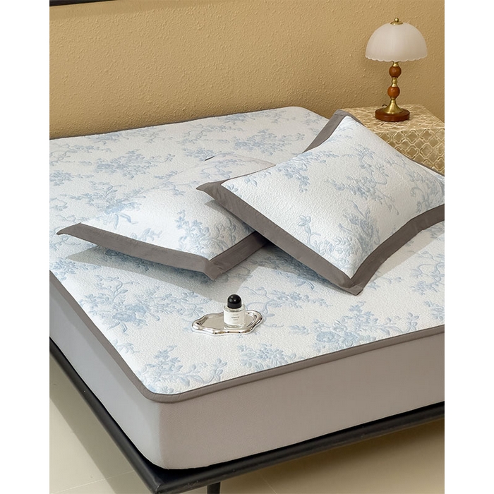 91家纺网 家纺一手货源 找家纺 卡初家居（原微来） 2026新款夏天A类母婴级凉感值过0.21凉豆豆软席凉席席子-思琳娜系列 思琳娜-天空蓝