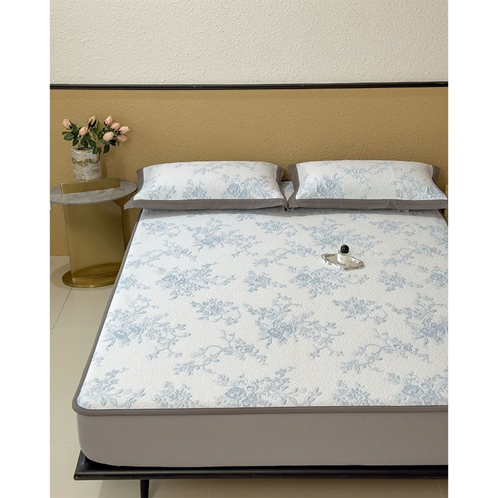 91家纺网 家纺一手货源 找家纺 卡初家居（原微来） 2026新款夏天A类母婴级凉感值过0.21凉豆豆软席凉席席子-思琳娜系列 思琳娜-天空蓝