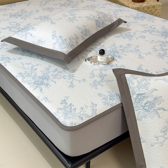 91家纺网 家纺一手货源 找家纺 卡初家居（原微来） 2026新款夏天A类母婴级凉感值过0.21凉豆豆软席凉席席子-思琳娜系列 思琳娜-天空蓝