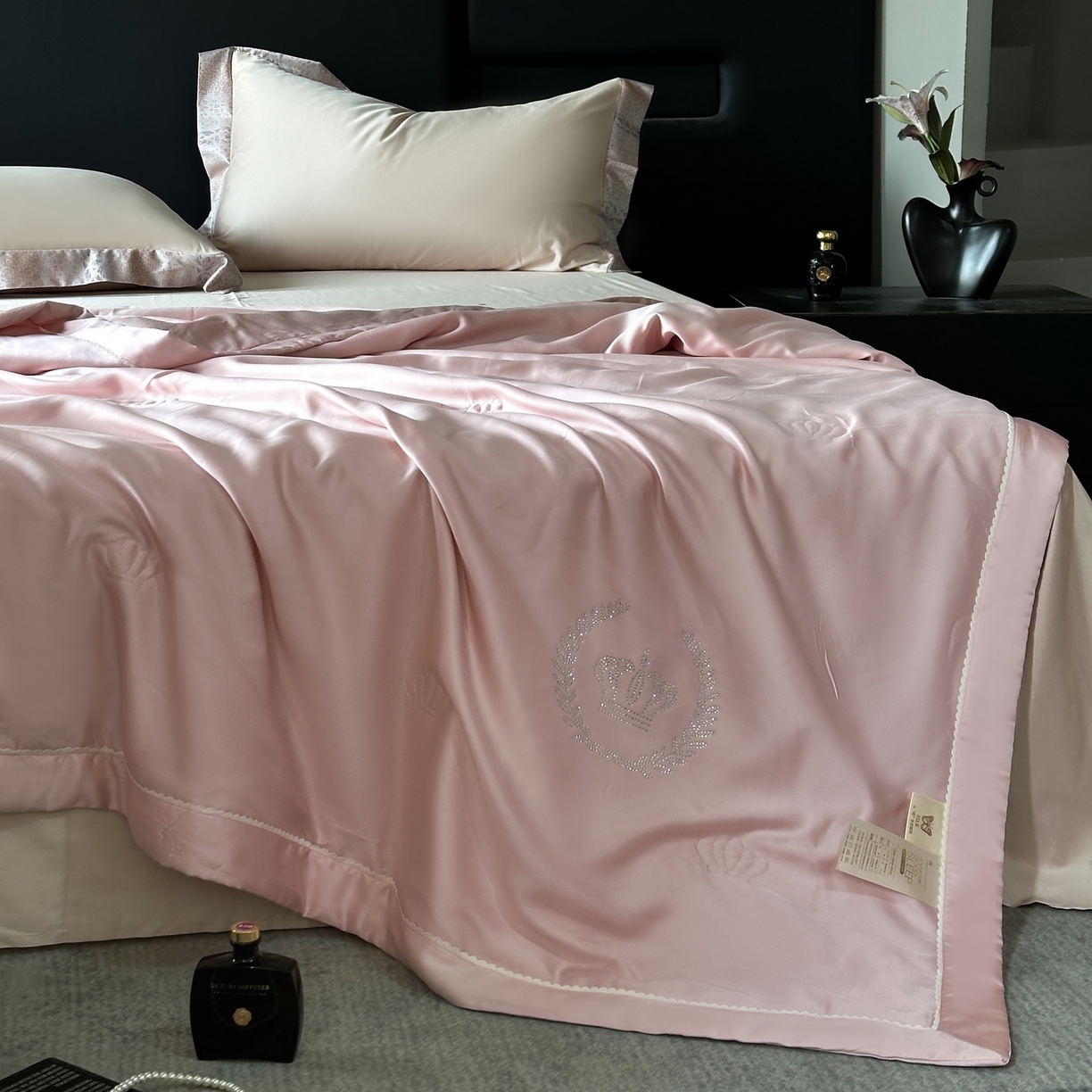 91家纺网 家纺一手货源 找家纺 摩时 2026新款纯色天丝夏被夏凉被空调被 丝悦-浅粉