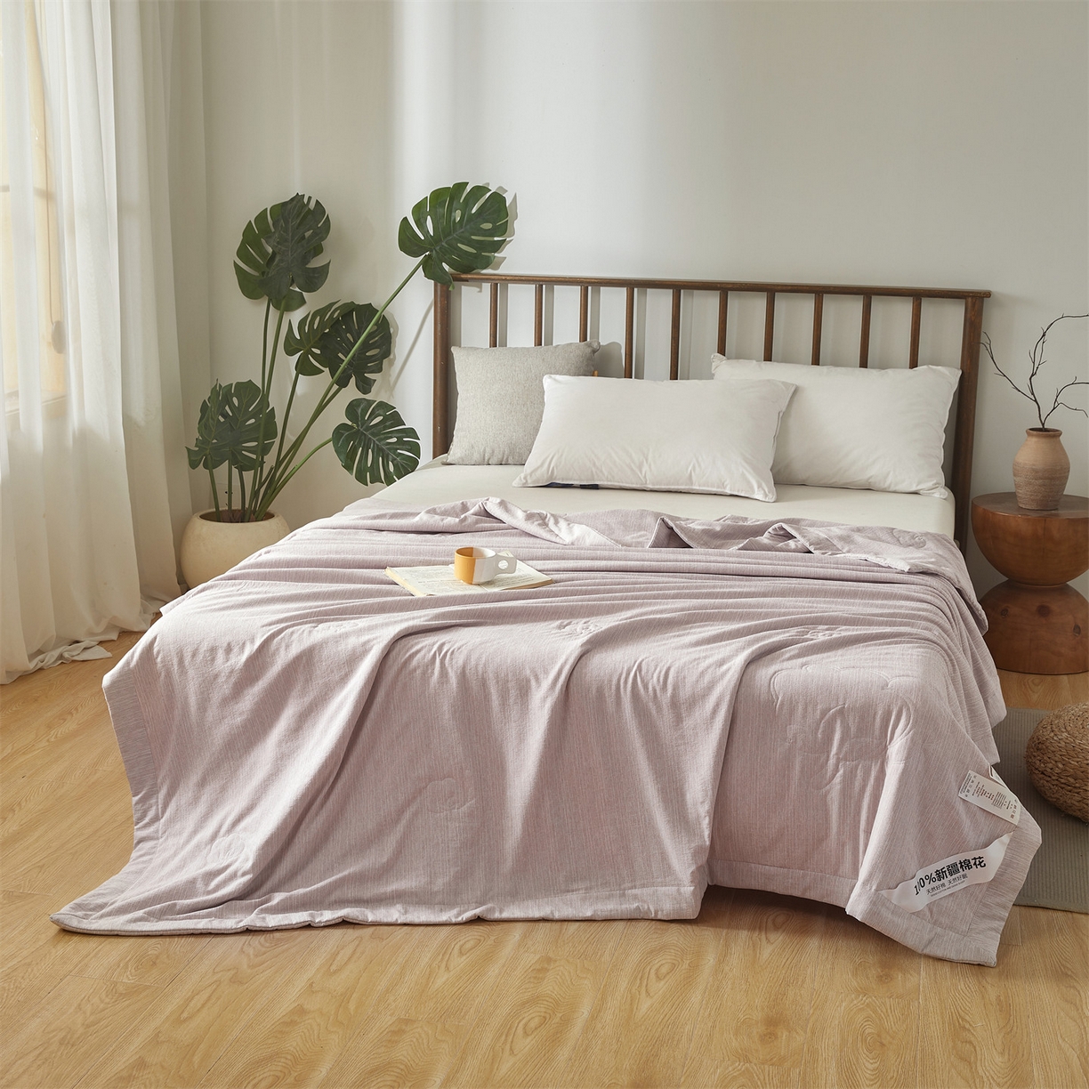 91家纺网 家纺一手货源 找家纺 招财星家纺 2026新款纯色棉麻100%新疆棉花夏被棉花被夏凉被空调被（带质检报告买家秀） 棉麻- 紫色