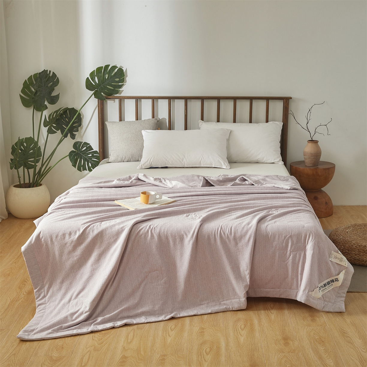 91家纺网 家纺一手货源 找家纺 招财星家纺 2026新款纯色棉麻100%新疆棉花夏被棉花被夏凉被空调被（带质检报告买家秀） 棉麻- 紫色