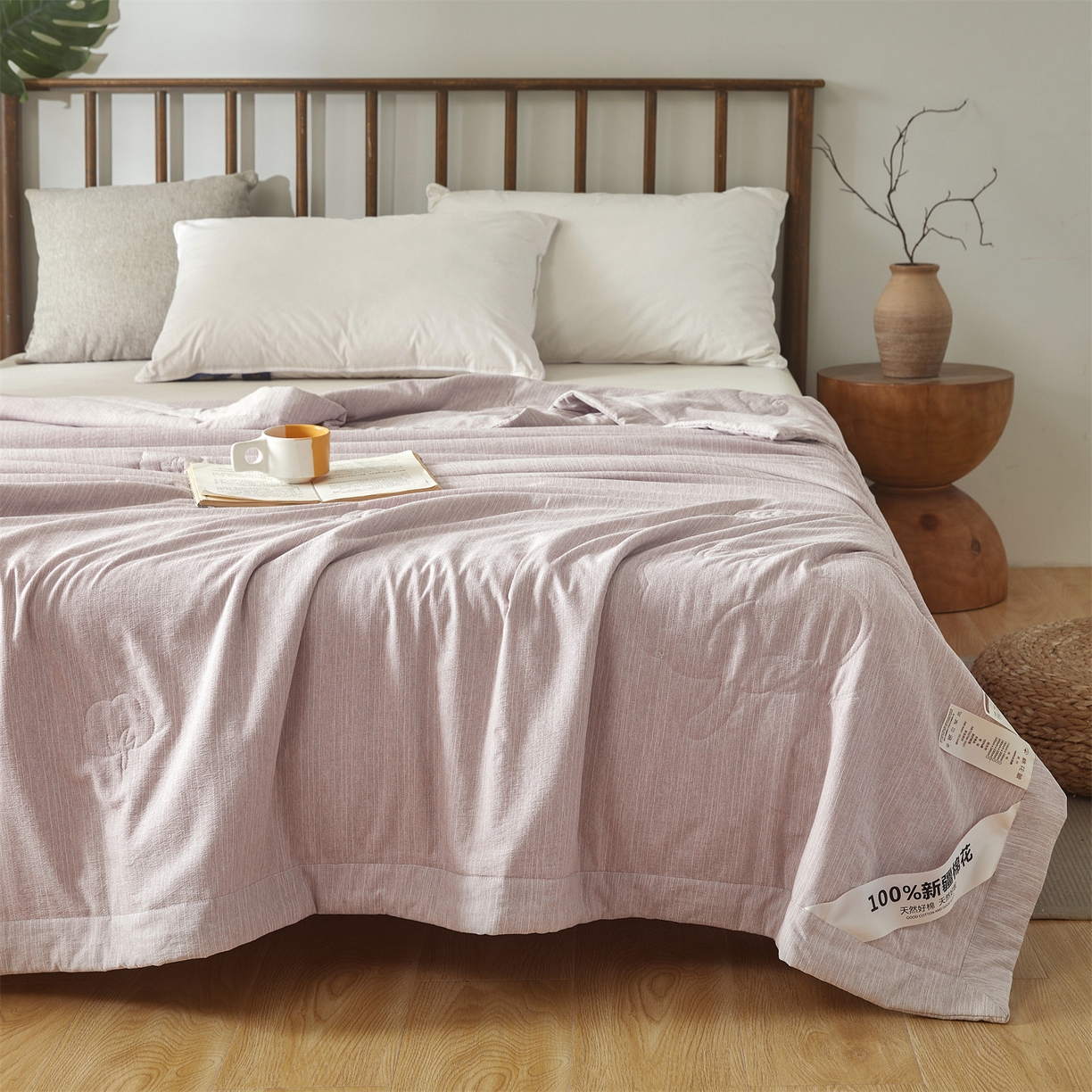 91家纺网 家纺一手货源 找家纺 招财星家纺 2026新款纯色棉麻100%新疆棉花夏被棉花被夏凉被空调被（带质检报告买家秀） 棉麻- 紫色