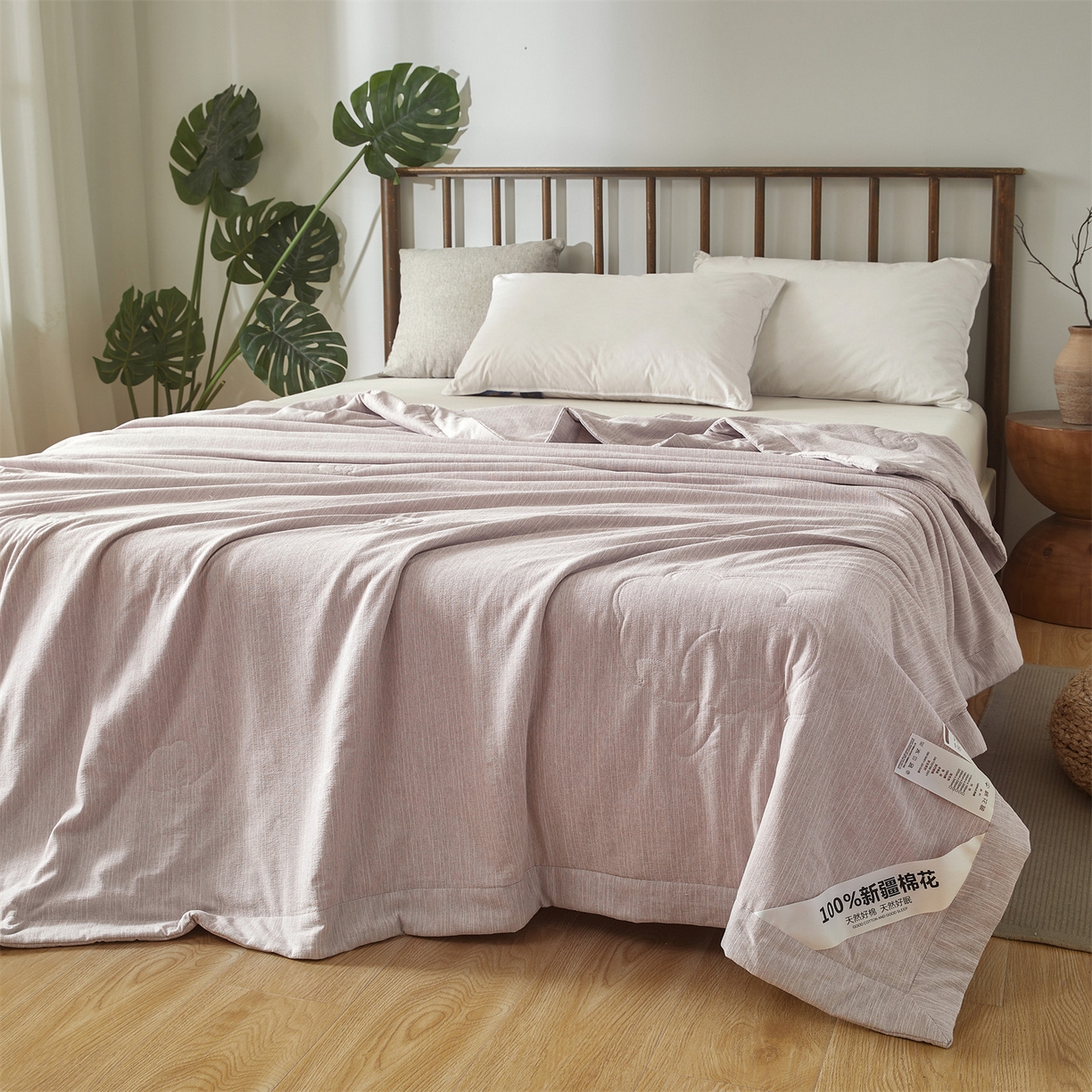 91家纺网 家纺一手货源 找家纺 招财星家纺 2026新款纯色棉麻100%新疆棉花夏被棉花被夏凉被空调被（带质检报告买家秀） 棉麻- 紫色