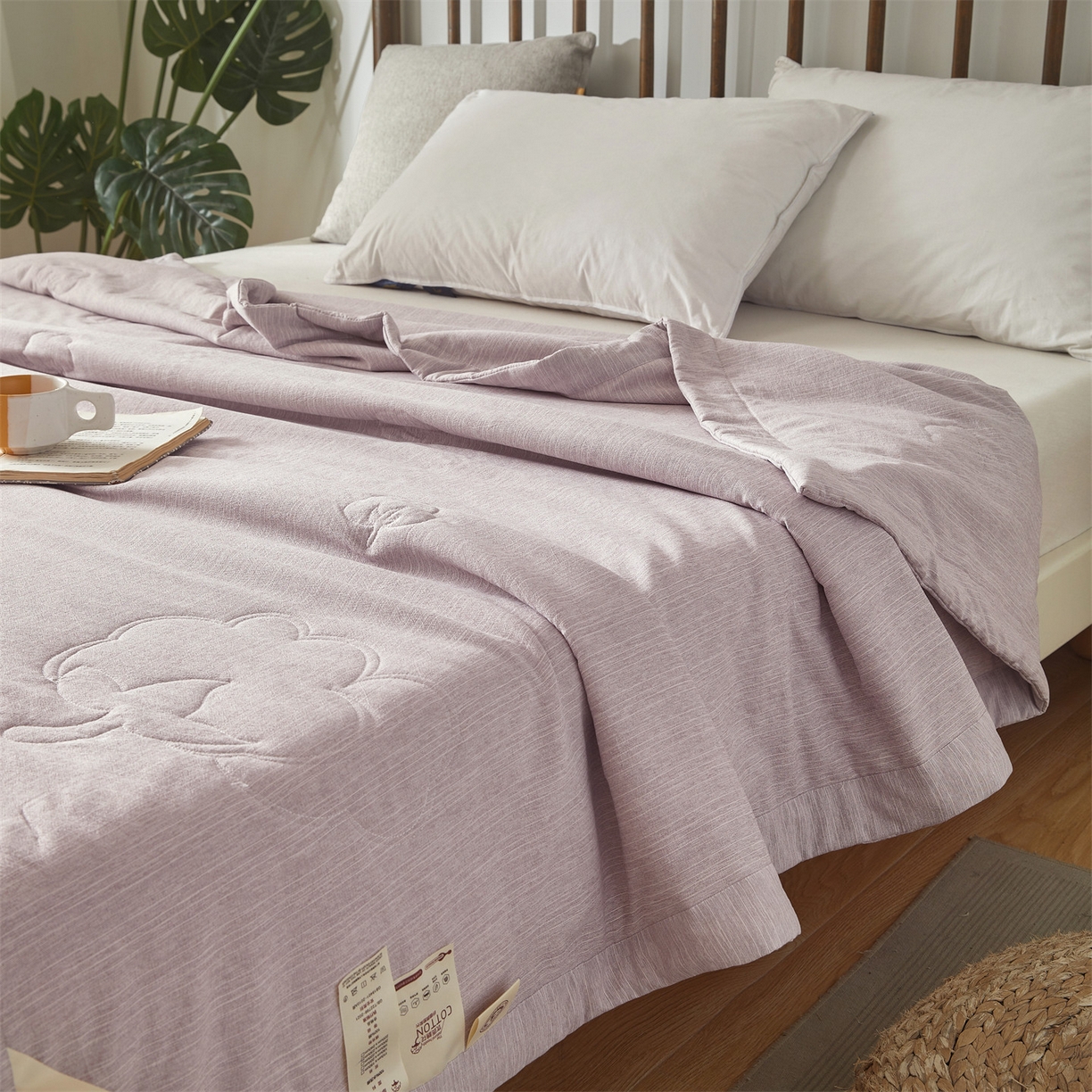 91家纺网 家纺一手货源 找家纺 招财星家纺 2026新款纯色棉麻100%新疆棉花夏被棉花被夏凉被空调被（带质检报告买家秀） 棉麻- 紫色