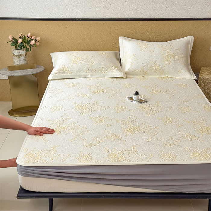 91家纺网 家纺一手货源 找家纺 卡初家居（原微来） 2026新款夏天A类母婴级凉感值过0.21凉豆豆软席凉席席子-思琳娜系列 思琳娜-淡黄