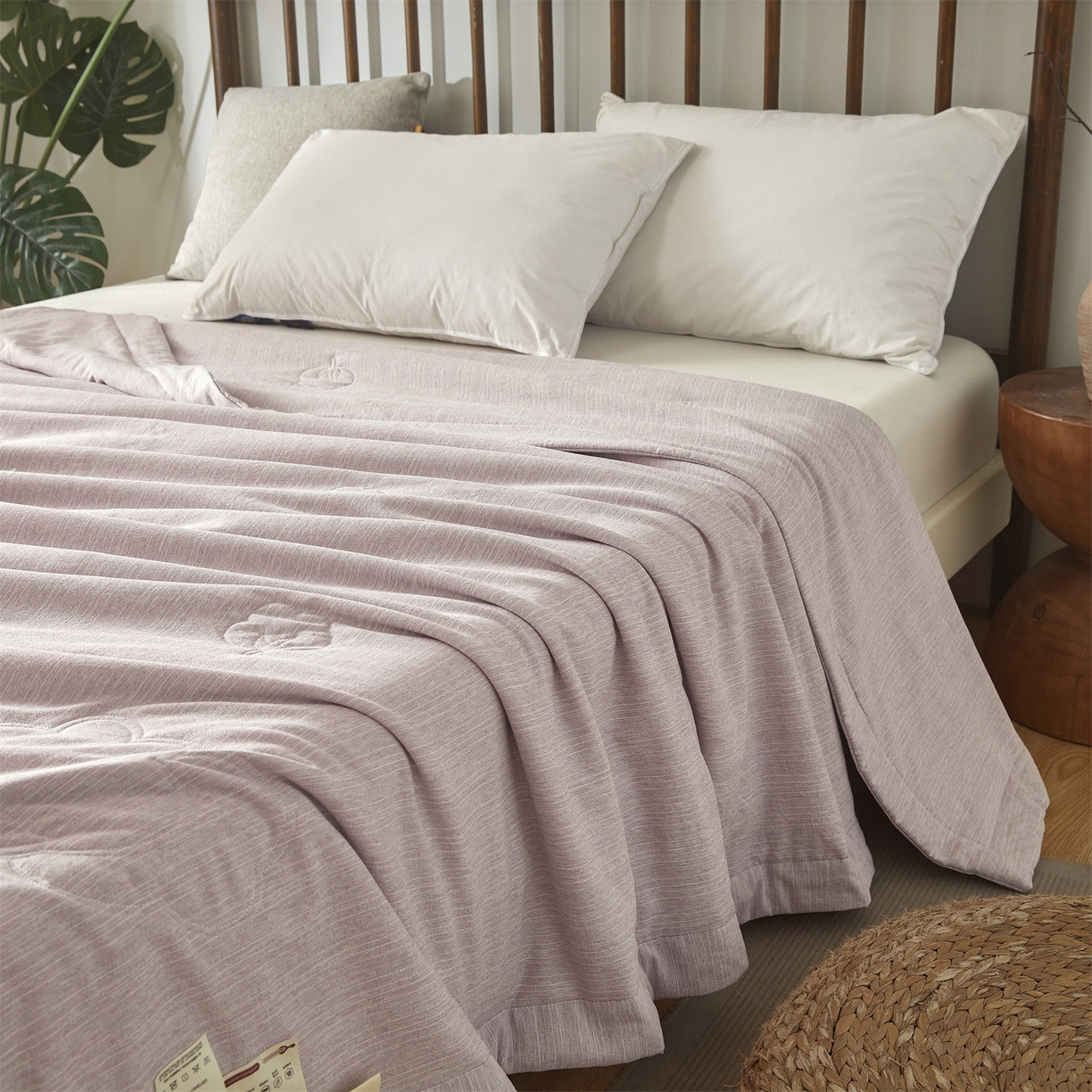 91家纺网 家纺一手货源 找家纺 招财星家纺 2026新款纯色棉麻100%新疆棉花夏被棉花被夏凉被空调被（带质检报告买家秀） 棉麻- 紫色