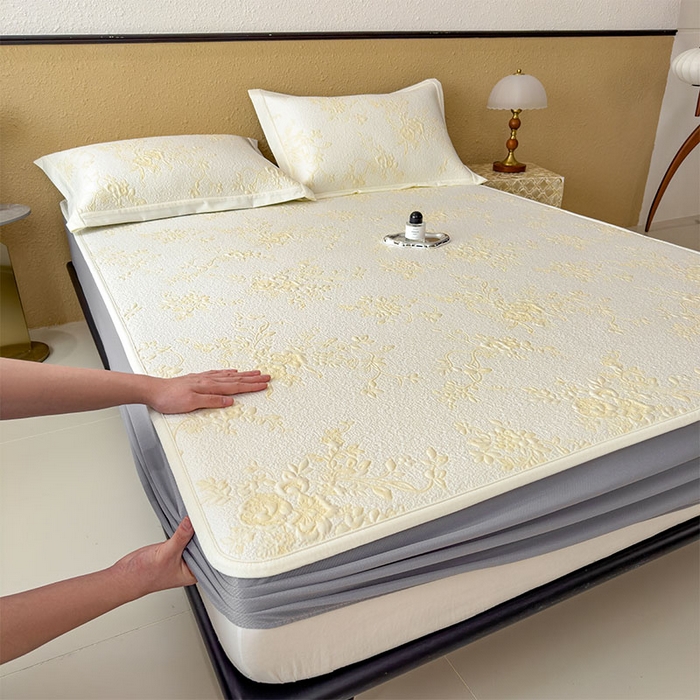 91家纺网 家纺一手货源 找家纺 卡初家居（原微来） 2026新款夏天A类母婴级凉感值过0.21凉豆豆软席凉席席子-思琳娜系列 思琳娜-淡黄