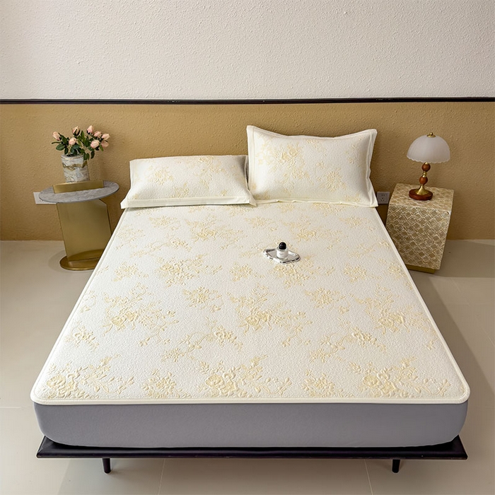 91家纺网 家纺一手货源 找家纺 卡初家居（原微来） 2026新款夏天A类母婴级凉感值过0.21凉豆豆软席凉席席子-思琳娜系列 思琳娜-淡黄