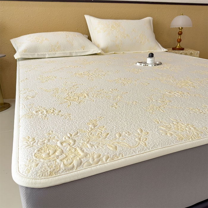 91家纺网 家纺一手货源 找家纺 卡初家居（原微来） 2026新款夏天A类母婴级凉感值过0.21凉豆豆软席凉席席子-思琳娜系列 思琳娜-淡黄