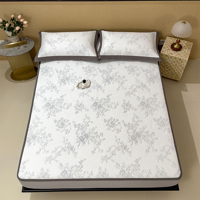 91家纺网 家纺一手货源 找家纺 卡初家居（原微来） 2026新款夏天A类母婴级凉感值过0.21凉豆豆软席凉席席子-思琳娜系列 思琳娜-淡蓝