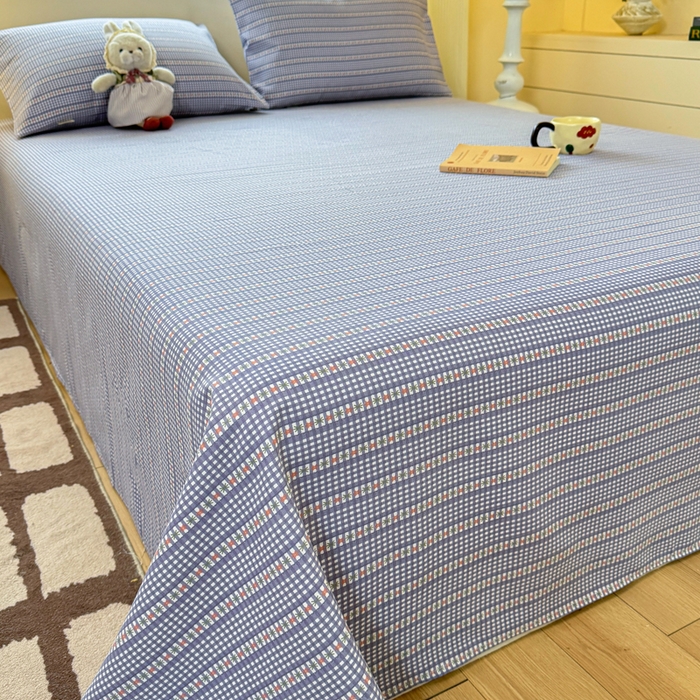 91家纺网 家纺一手货源 找家纺 红日子纺织品 2026新款老粗布原棉床单单床单床单单件 蓝隅