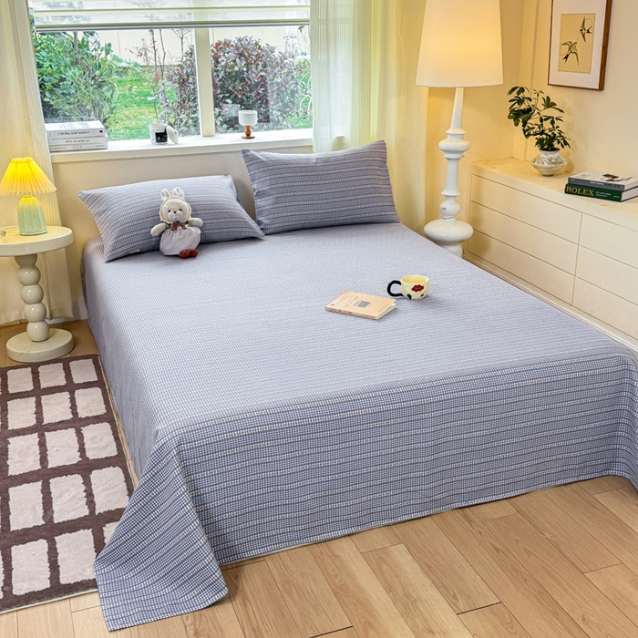 91家纺网 家纺一手货源 找家纺 红日子纺织品 2026新款老粗布原棉床单单床单床单单件 蓝隅