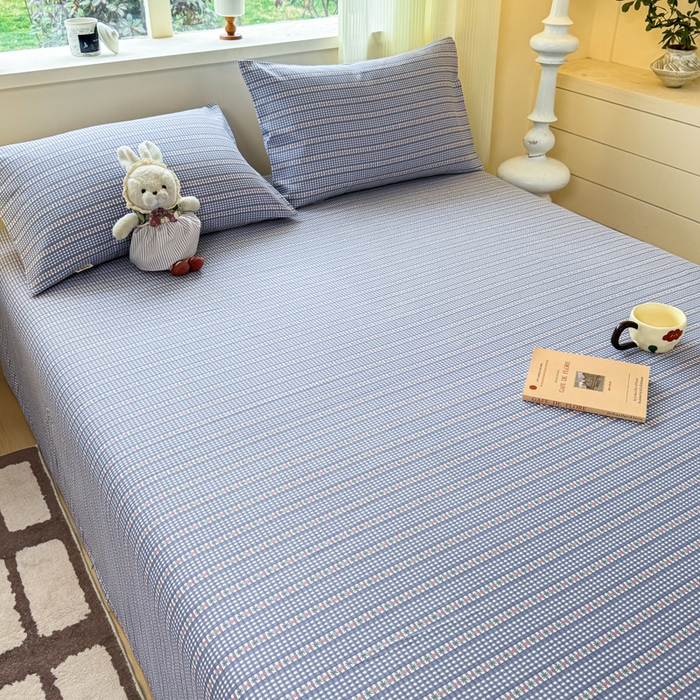 91家纺网 家纺一手货源 找家纺 红日子纺织品 2026新款老粗布原棉床单单床单床单单件 蓝隅