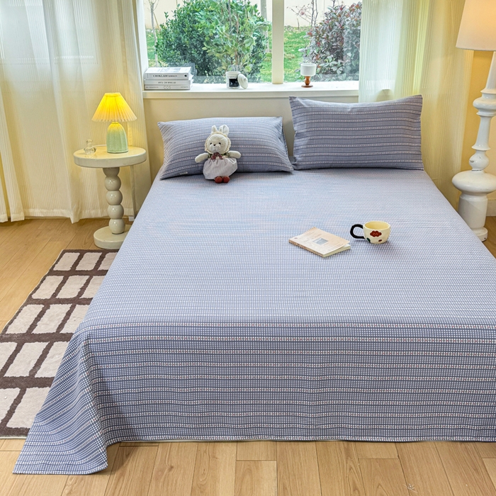 91家纺网 家纺一手货源 找家纺 红日子纺织品 2026新款老粗布原棉床单单床单床单单件 蓝隅