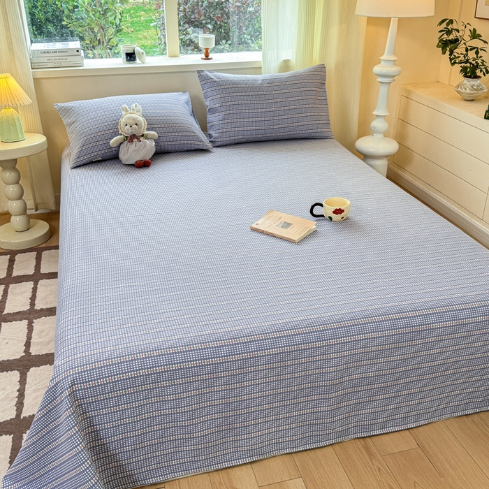 91家纺网 家纺一手货源 找家纺 红日子纺织品 2026新款老粗布原棉床单单床单床单单件 蓝隅