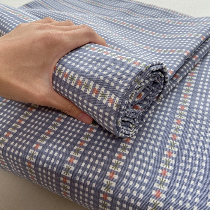 91家纺网 家纺一手货源 找家纺 红日子纺织品 2026新款老粗布原棉床单单床单床单单件 蓝隅