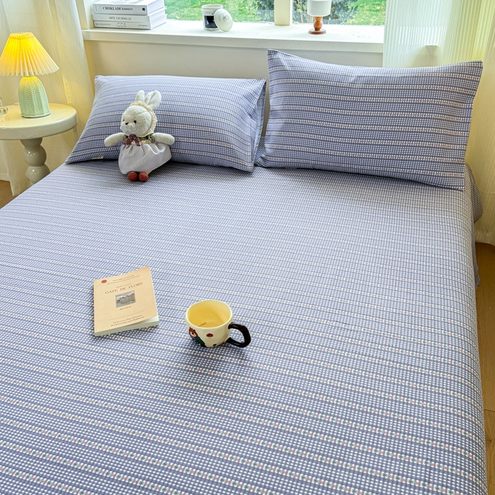 91家纺网 家纺一手货源 找家纺 红日子纺织品 2026新款老粗布原棉床单单床单床单单件 蓝隅