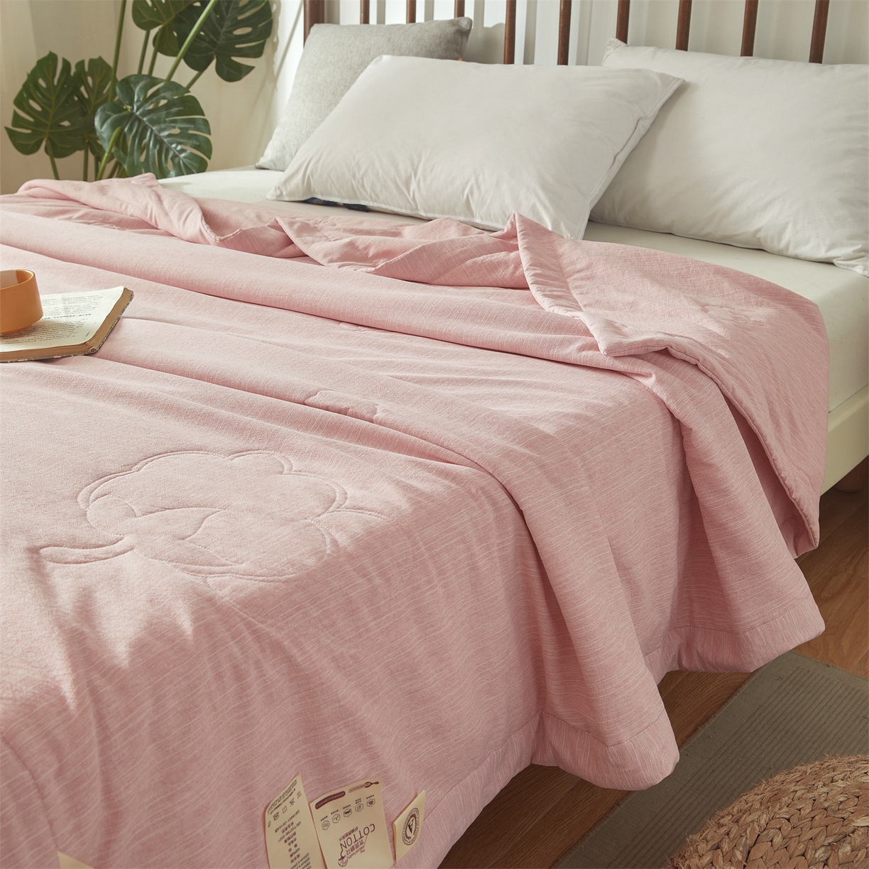 91家纺网 家纺一手货源 找家纺 招财星家纺 2026新款纯色棉麻100%新疆棉花夏被棉花被夏凉被空调被（带质检报告买家秀） 棉麻-粉色