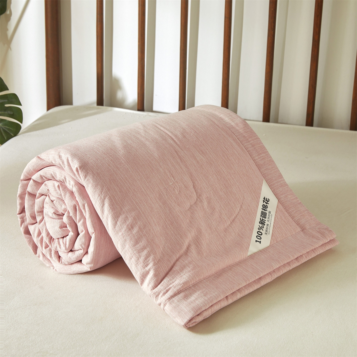 91家纺网 家纺一手货源 找家纺 招财星家纺 2026新款纯色棉麻100%新疆棉花夏被棉花被夏凉被空调被（带质检报告买家秀） 棉麻-粉色