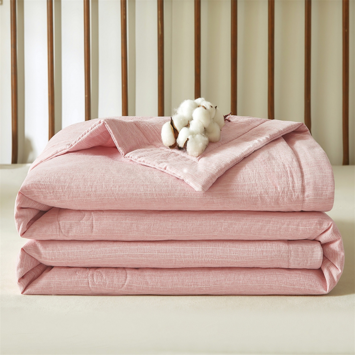 91家纺网 家纺一手货源 找家纺 招财星家纺 2026新款纯色棉麻100%新疆棉花夏被棉花被夏凉被空调被（带质检报告买家秀） 棉麻-粉色