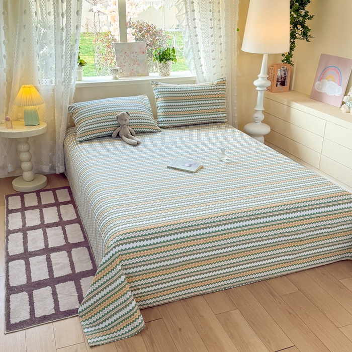 91家纺网 家纺一手货源 找家纺 红日子纺织品 2026新款老粗布原棉床单单床单床单单件 绿漪