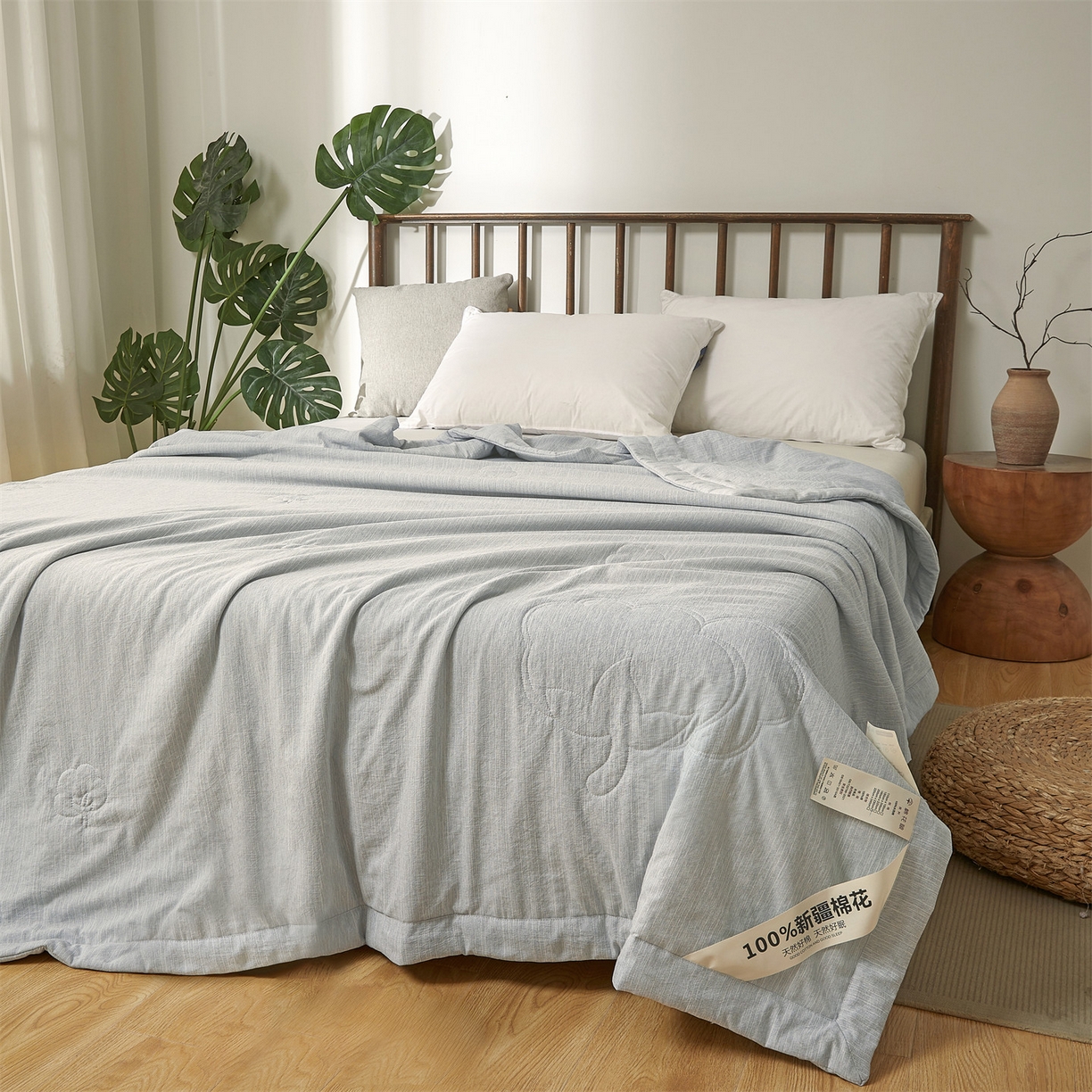 91家纺网 家纺一手货源 找家纺 招财星家纺 2026新款纯色棉麻100%新疆棉花夏被棉花被夏凉被空调被（带质检报告买家秀） 棉麻-灰色