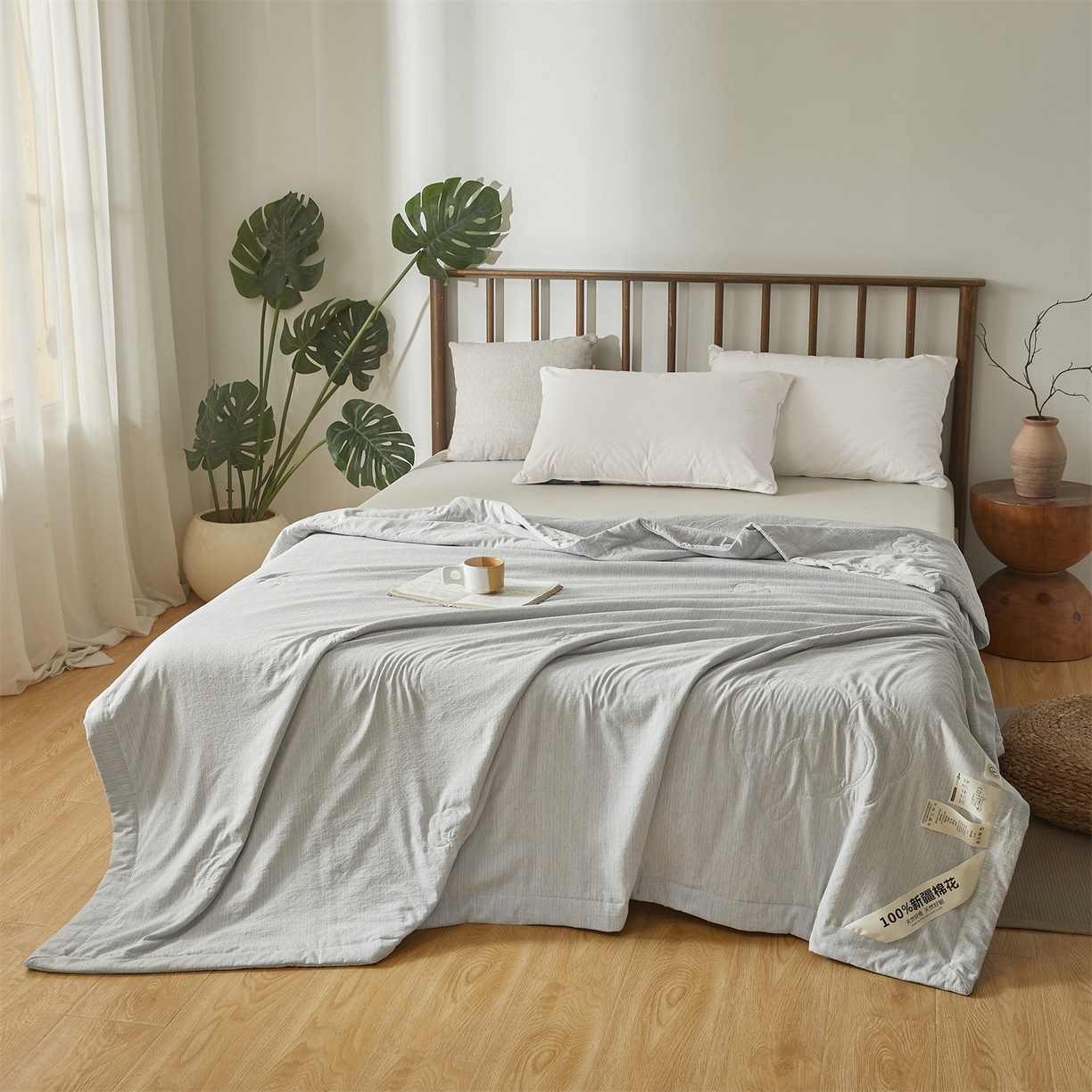 91家纺网 家纺一手货源 找家纺 招财星家纺 2026新款纯色棉麻100%新疆棉花夏被棉花被夏凉被空调被（带质检报告买家秀） 棉麻-灰色
