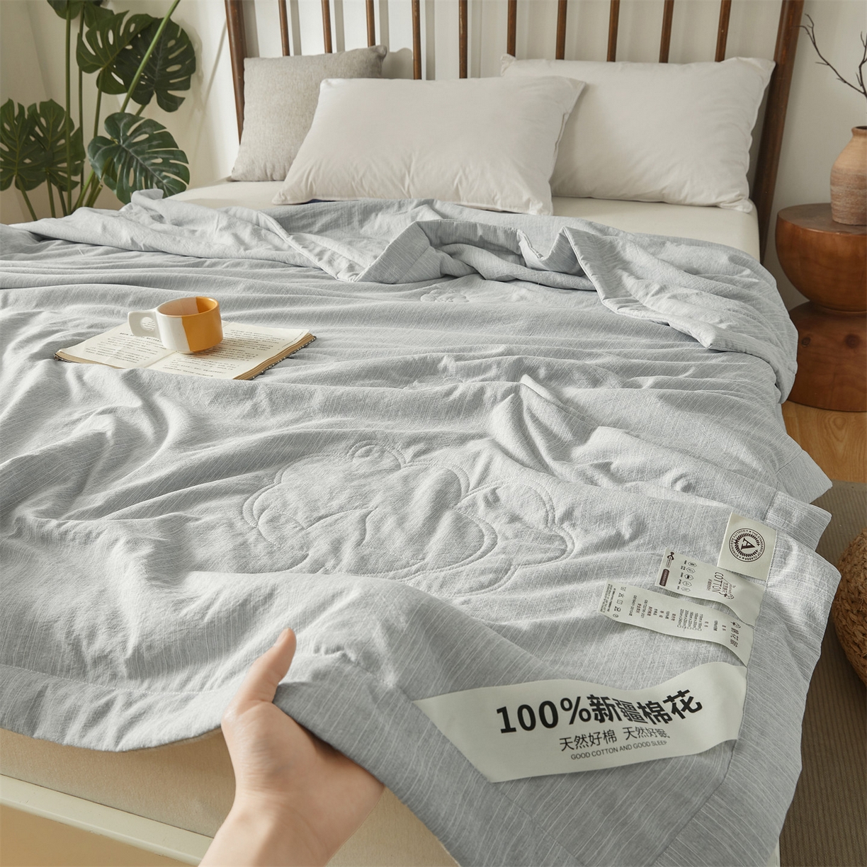 91家纺网 家纺一手货源 找家纺 招财星家纺 2026新款纯色棉麻100%新疆棉花夏被棉花被夏凉被空调被（带质检报告买家秀） 棉麻-灰色