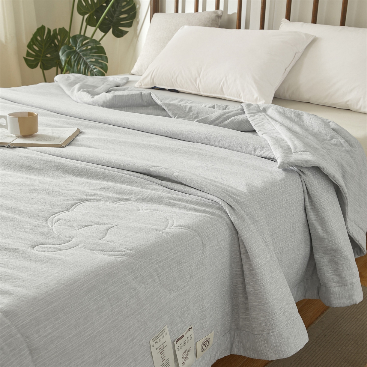 91家纺网 家纺一手货源 找家纺 招财星家纺 2026新款纯色棉麻100%新疆棉花夏被棉花被夏凉被空调被（带质检报告买家秀） 棉麻-灰色