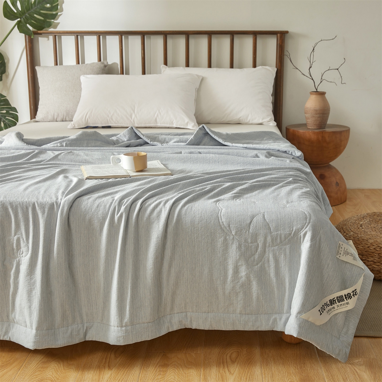 91家纺网 家纺一手货源 找家纺 招财星家纺 2026新款纯色棉麻100%新疆棉花夏被棉花被夏凉被空调被（带质检报告买家秀） 棉麻-灰色
