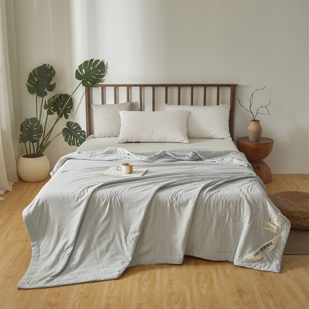 91家纺网 家纺一手货源 找家纺 招财星家纺 2026新款纯色棉麻100%新疆棉花夏被棉花被夏凉被空调被（带质检报告买家秀） 棉麻-灰色