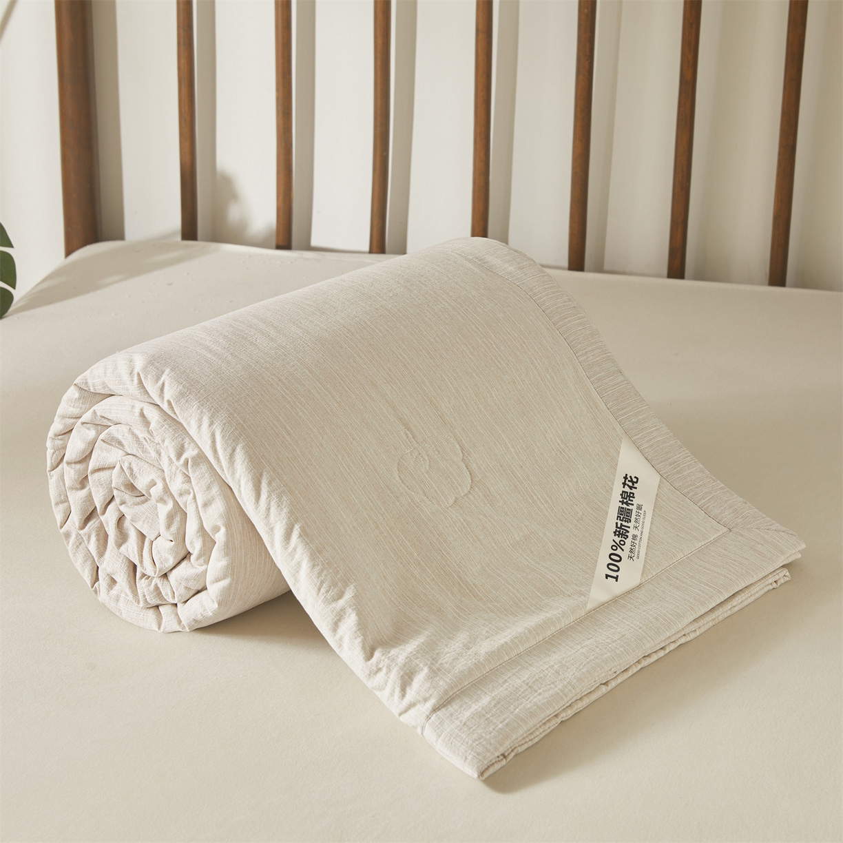 91家纺网 家纺一手货源 找家纺 招财星家纺 2026新款纯色棉麻100%新疆棉花夏被棉花被夏凉被空调被（带质检报告买家秀） 棉麻-米杏