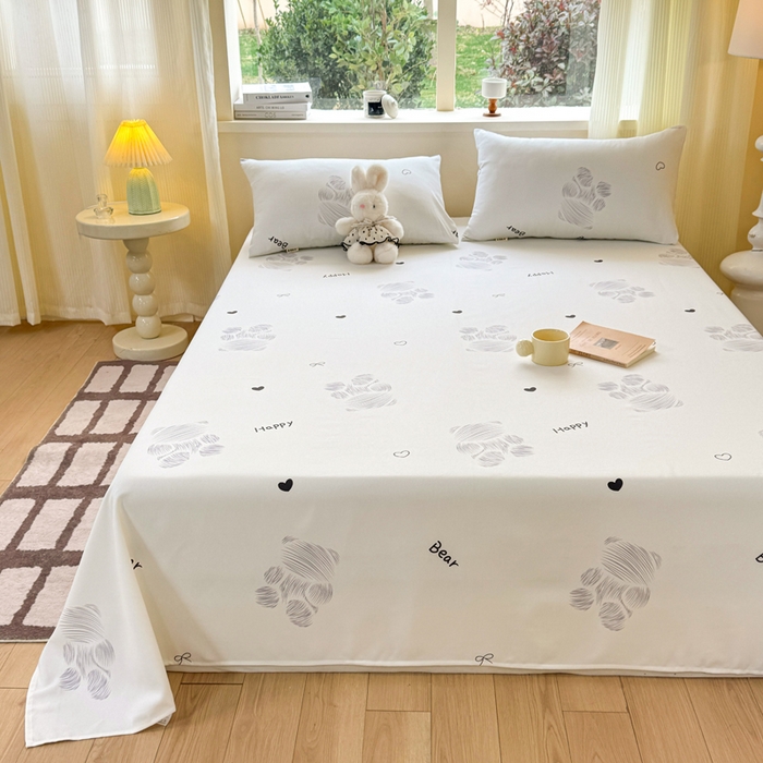 91家纺网 家纺一手货源 找家纺 红日子纺织品 2026新款老粗布原棉床单单床单床单单件 眠熊