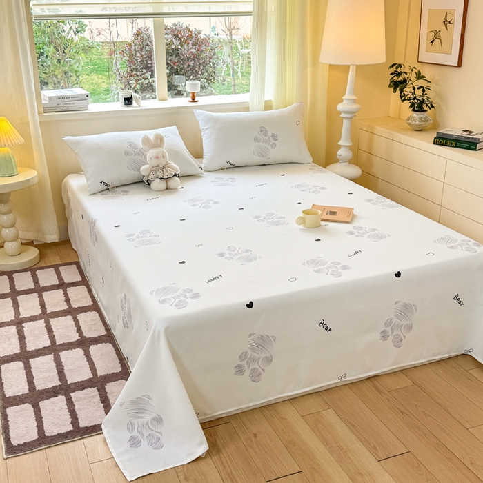 91家纺网 家纺一手货源 找家纺 红日子纺织品 2026新款老粗布原棉床单单床单床单单件 眠熊