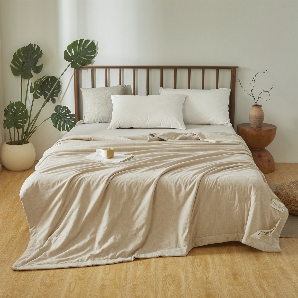 91家纺网 家纺一手货源 找家纺 招财星家纺 2026新款纯色棉麻100%新疆棉花夏被棉花被夏凉被空调被（带质检报告买家秀） 棉麻-浅咖
