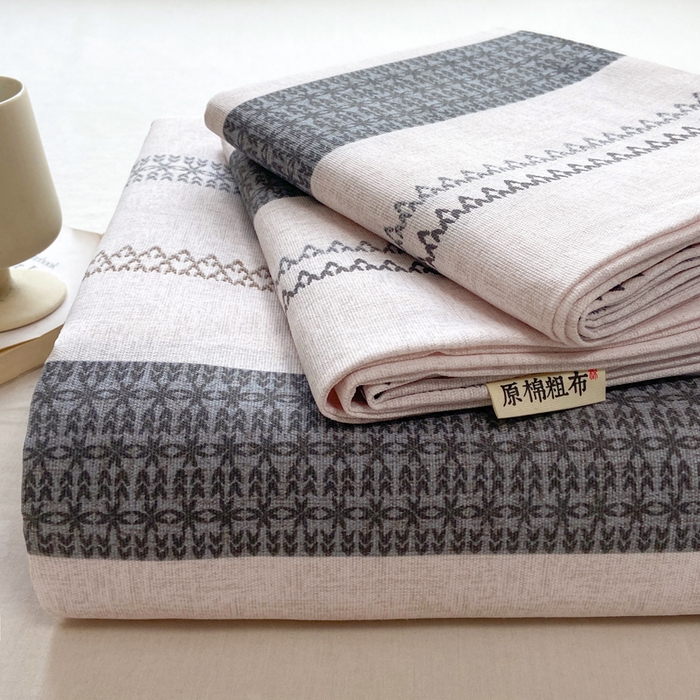 红日子纺织品 2026新款老粗布原棉床单单床单床单单件 墨痕