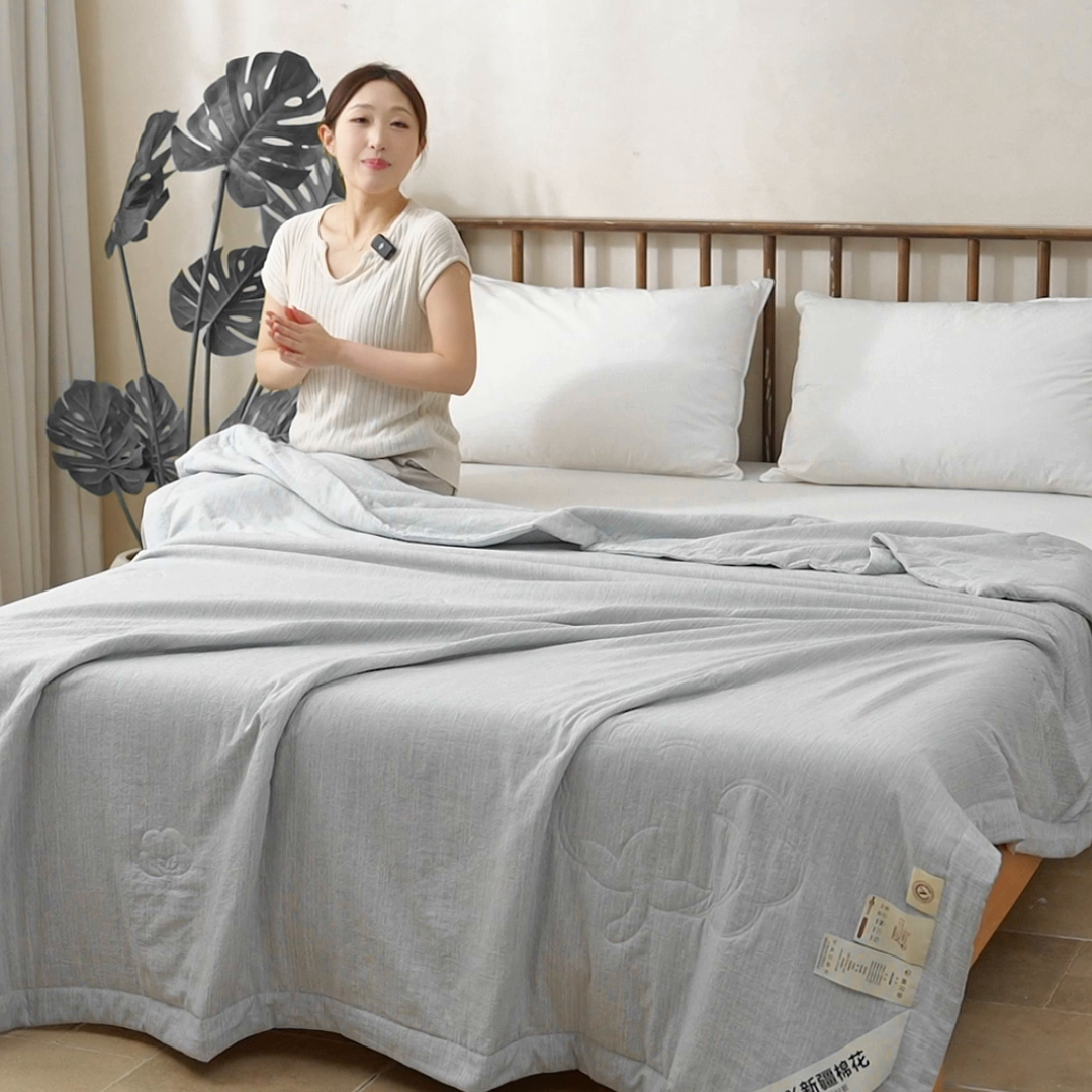 91家纺网 家纺一手货源 找家纺 招财星家纺 2026新款纯色棉麻100%新疆棉花夏被棉花被夏凉被空调被（带质检报告买家秀） 组合图仅做展示不可下单