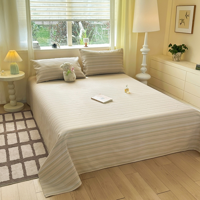 91家纺网 家纺一手货源 找家纺 红日子纺织品 2026新款老粗布原棉床单单床单床单单件 奶咖